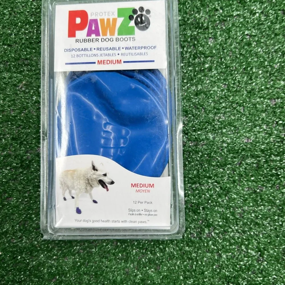 Protex Medium Blue Rubber Dog Boots‎ Reusable Waterproof New